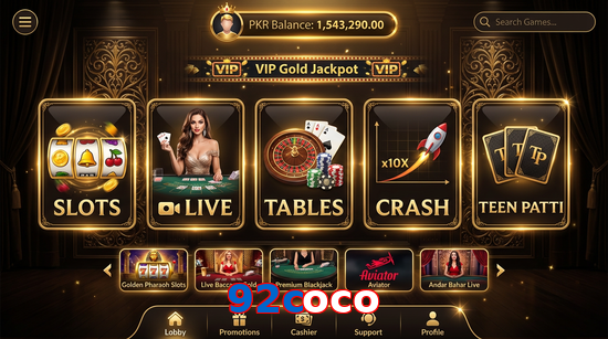 Main screen of 92Coco casino page for PK players